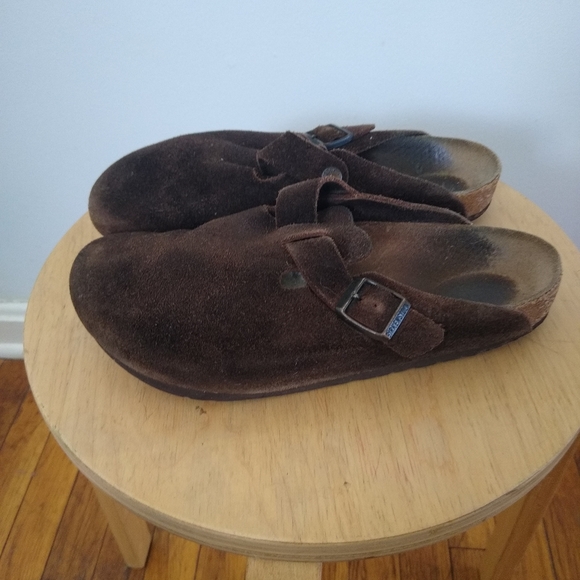 Birkenstock Boston Brown Suede Slippers - Picture 3 of 11